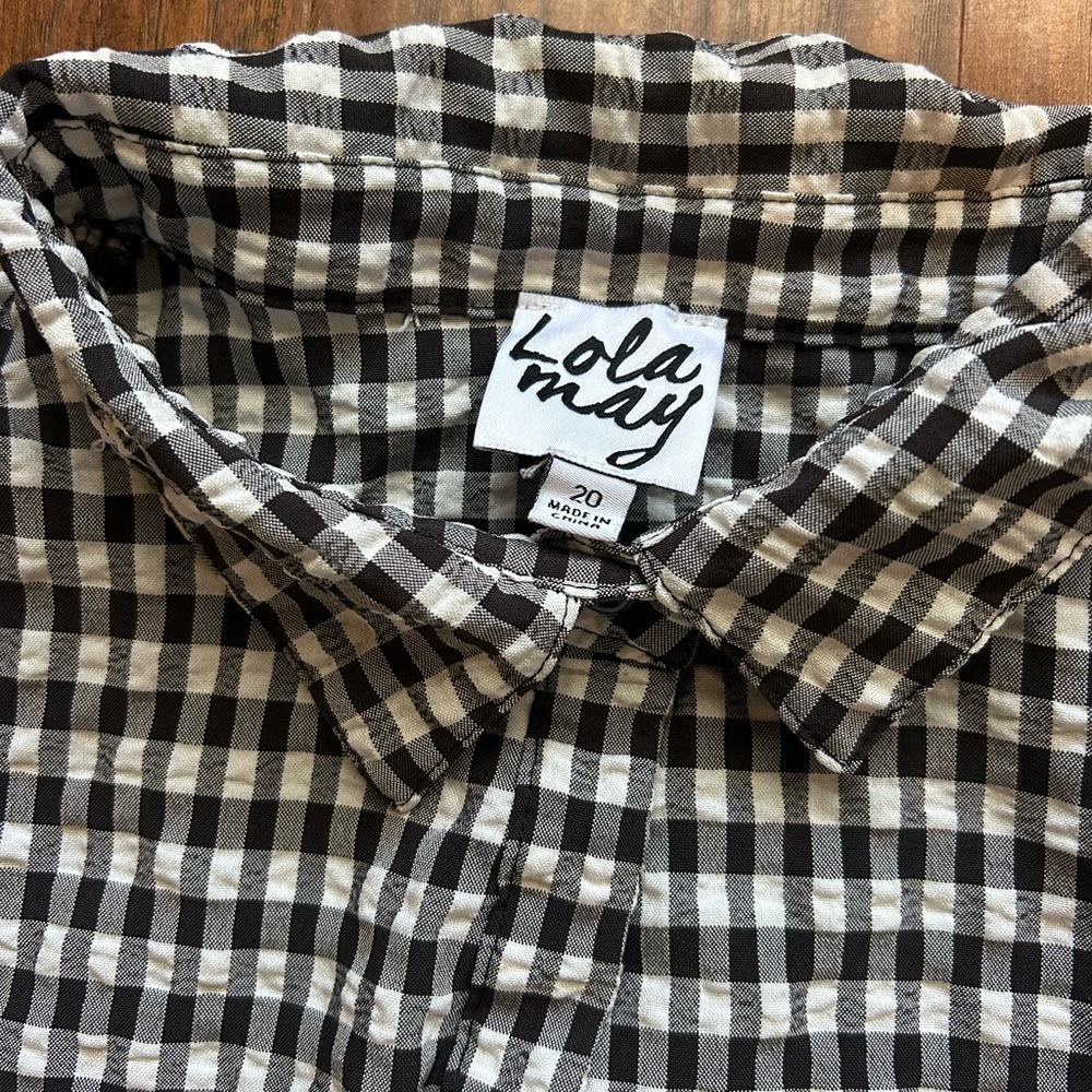 Lola May Black and White Shirt Dress Plaid Print Women’s Size 20 - Picture 3 of 10